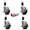 Service Caster 3.5'' Maroon Poly Swivel 1-1/2'' Expanding Stem Caster Set with Brake, 4PK SCC-EX20S3514-PPUB-MRN-TLB-112-4 - alternate 2